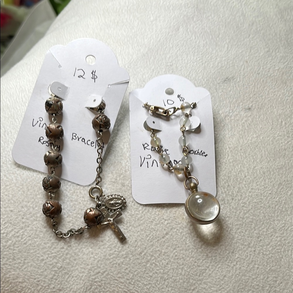 Elegant Silver and Gold Rosary Bracelet